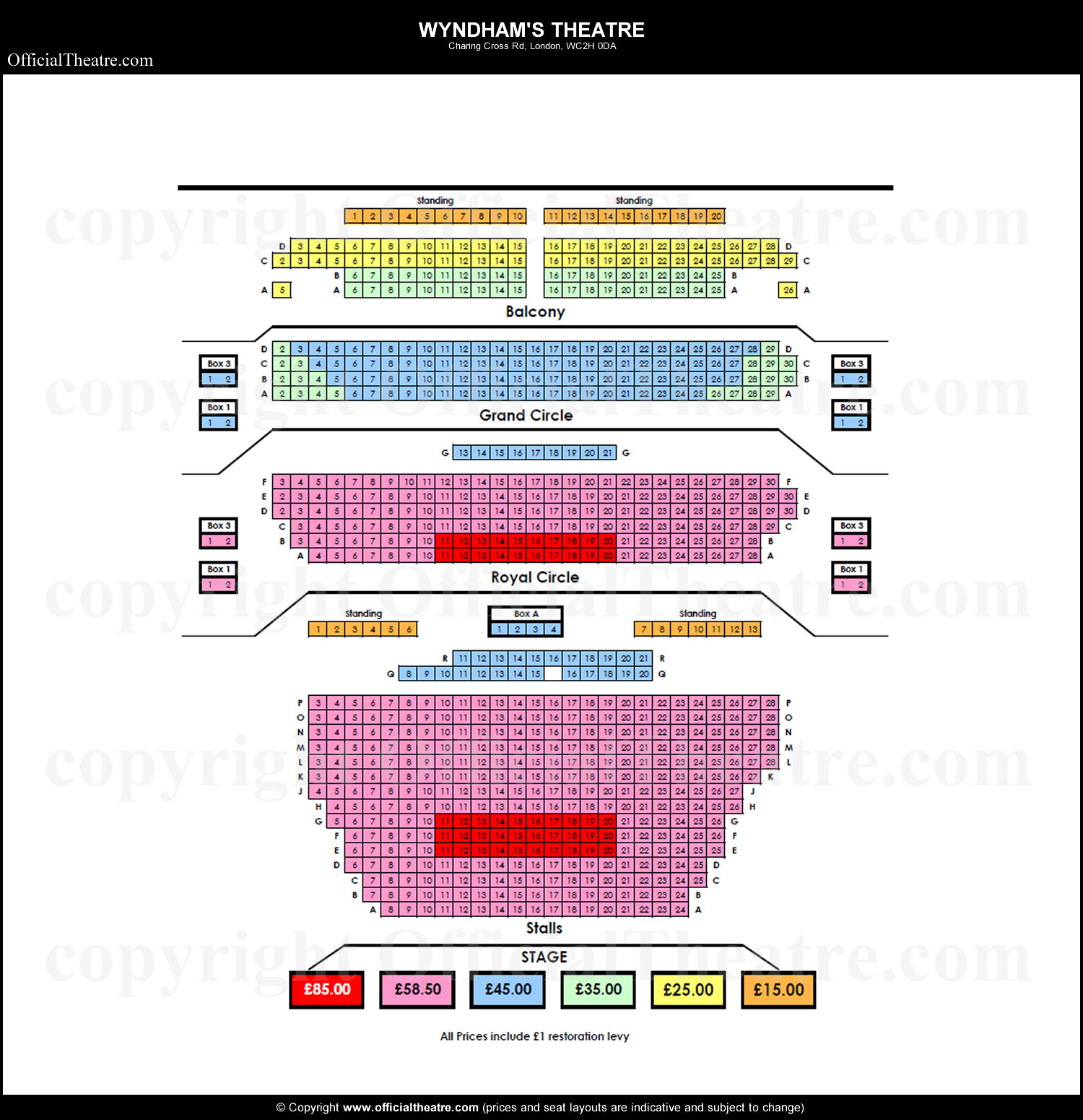 Wyndham's Theatre seating plan