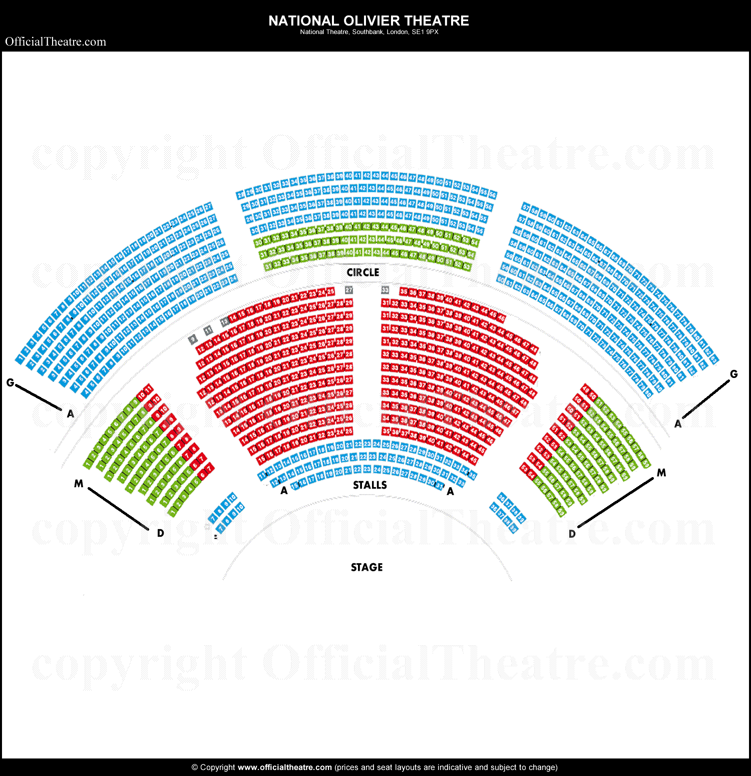 Lyttelton Theatre, National London seat map and prices