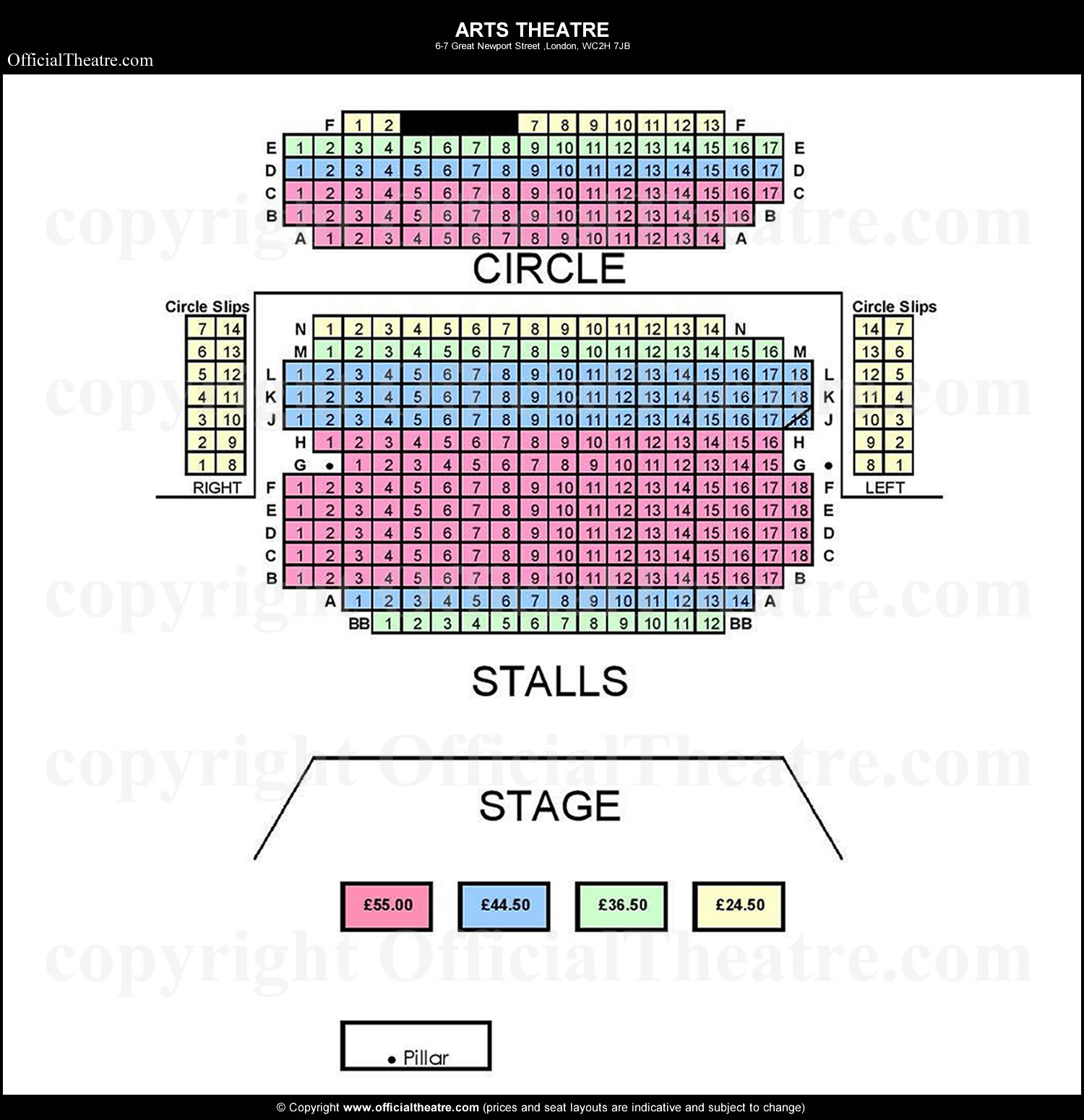Arts Theatre seating plan