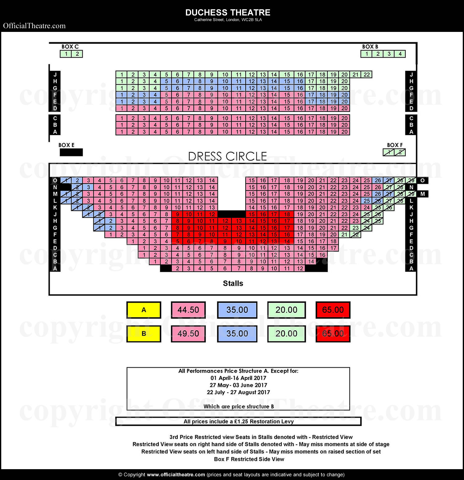 Duchess Theatre London seat map and prices for The Play That ...