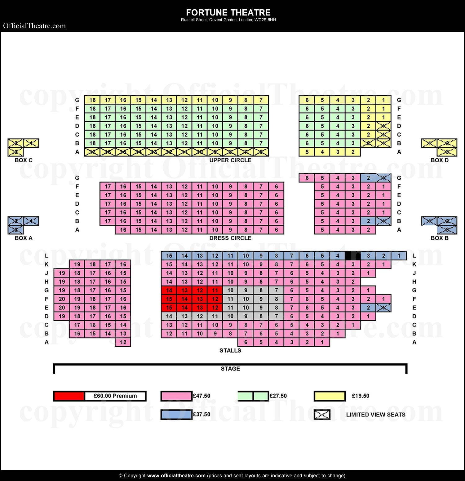 Fortune Theatre seating plan