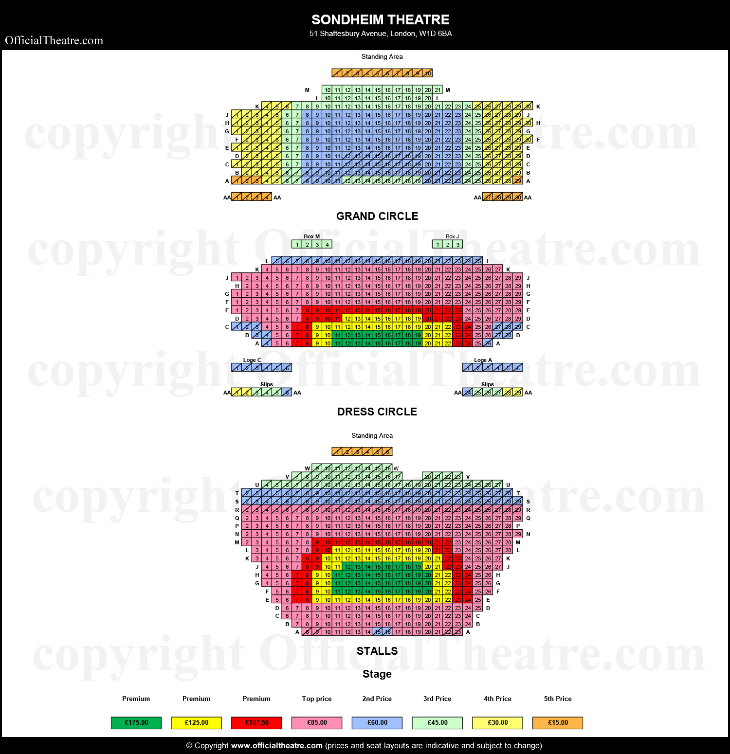 Sondheim Theatre seating plan