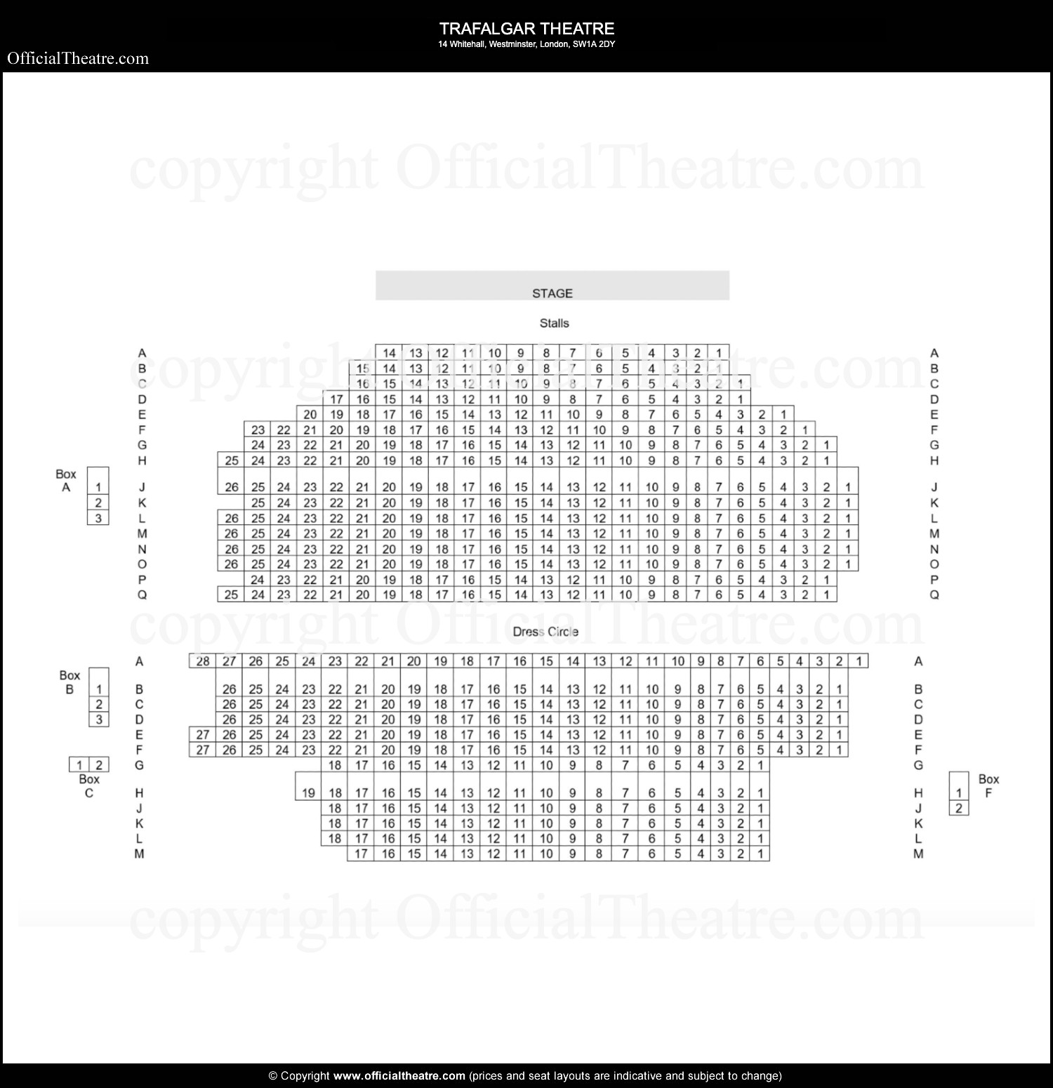 Trafalgar Theatre seating plan